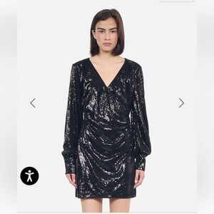 $315 The Kooples SHORT BLACK SEQUIN DRESS NWT